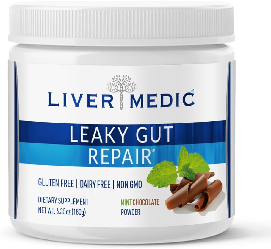 Leaky Gut Repair, Gut L Glutamine Powder, für Optimal Gut Gesundheit, Beruhigt Gut Probleme wie Bloating und IBS, Glutenfreie Gut Gesundheit Ergänzungen für Frauen und Männer, Mint Schokolade, 180 g - Leber Medic