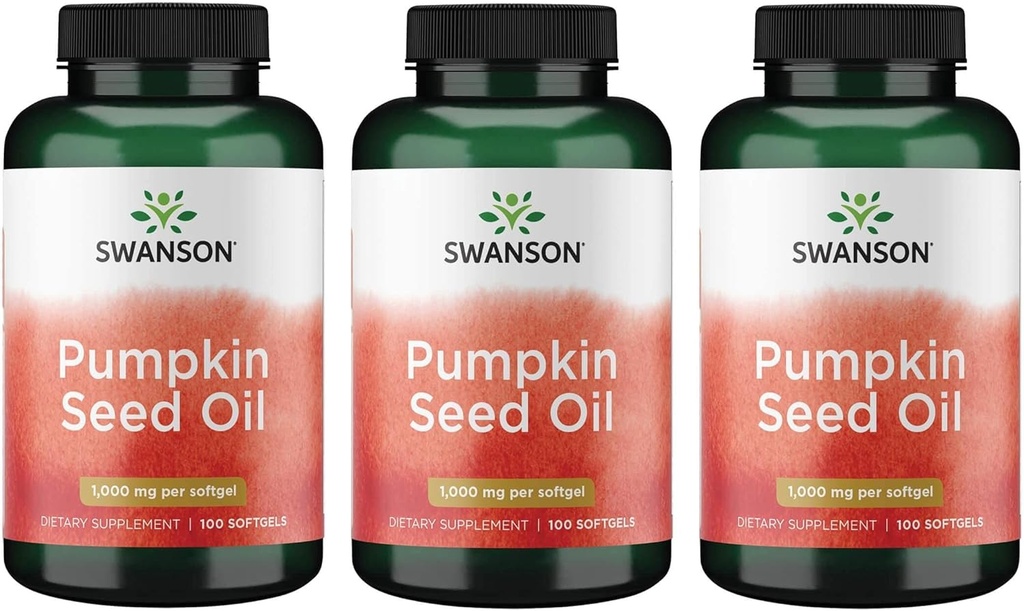 Swanson Pumpkin Seed Oil Combination Herbal Supplement 1000 mg 100 Softgel Capsules (3 Pack)
