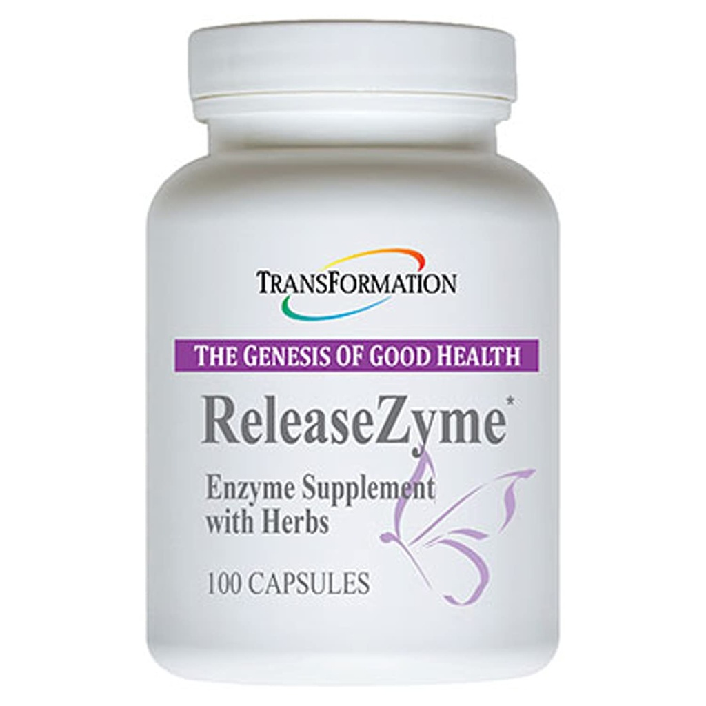 TRANSFORMATION THE GENESIS of GOOD HEALTH Enzymes ReleaseZyme Blend Supplement mit natürlichen Kräutern, Advanced Digestive Support Formula mit Protease, Hilft nach unten Proteine, Pflanzenbasierte Enzyme, 100