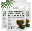 Erdkreis Organic Chlorella Pulver Superfood | Kosher | Gebrochene Zellwand Chlorophyll, Vegan, Super Green Algae, Clean Chlorella, High in Protein, Fiber & Amino Acids - 4oz (3 Pack)