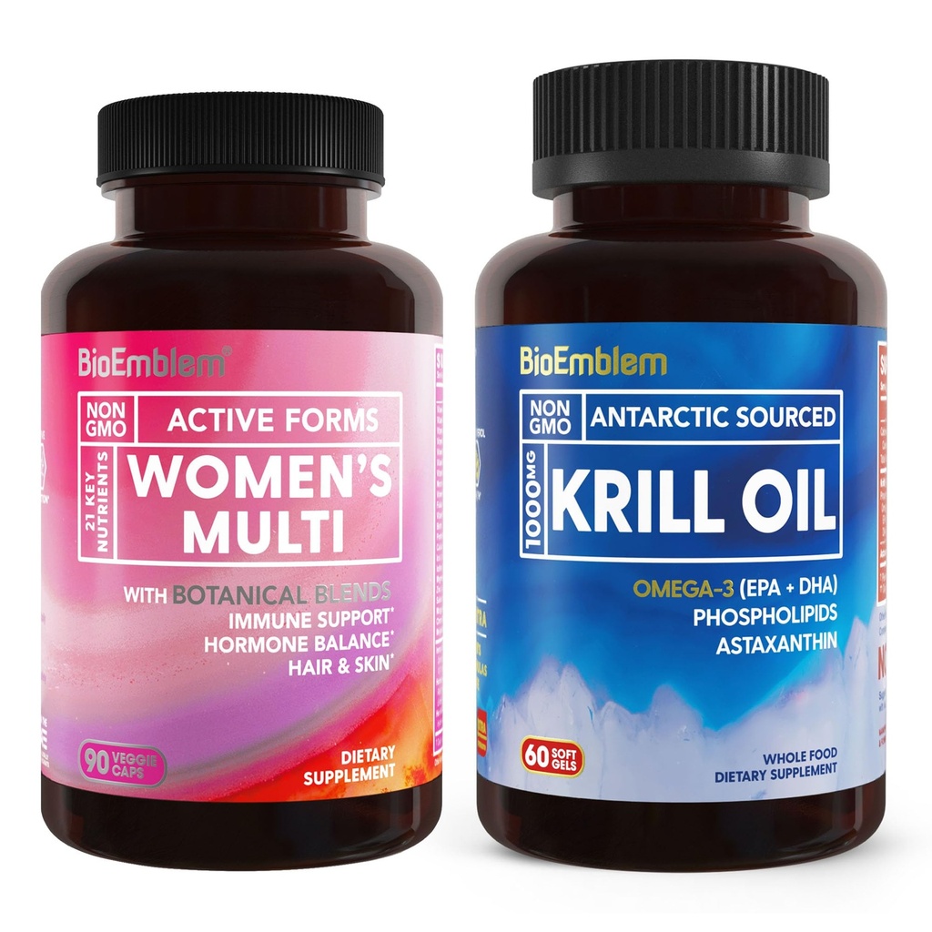 BioEmblem Antarktis Krill Öl Supplement und Frauen Multivitamin