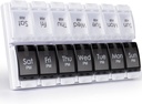 MERICARGO Am Pm Pill Organizer 7 Tage, 2 Mal pro Tag Große wöchentliche Pille Box, Push-Taste Tägliche Pille Fall für Vitamin, Fischöl, Nahrungsergänzungsmittel