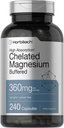 Horbäach Chelat Magnesium | 360mg | 240 Kapseln | Non-GMO & Gluten Kostenlose Ergänzung