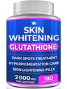 Glutathion Whitening Pillen - 180 Kapseln 2000mg Glutathion - Effektive Haut-Beleuchtung Ergänzung - Dark Spots, Melasma & Akne Nar Remover, Hyperpigmentierung Behandlung - Anti-Aging Antioxidant