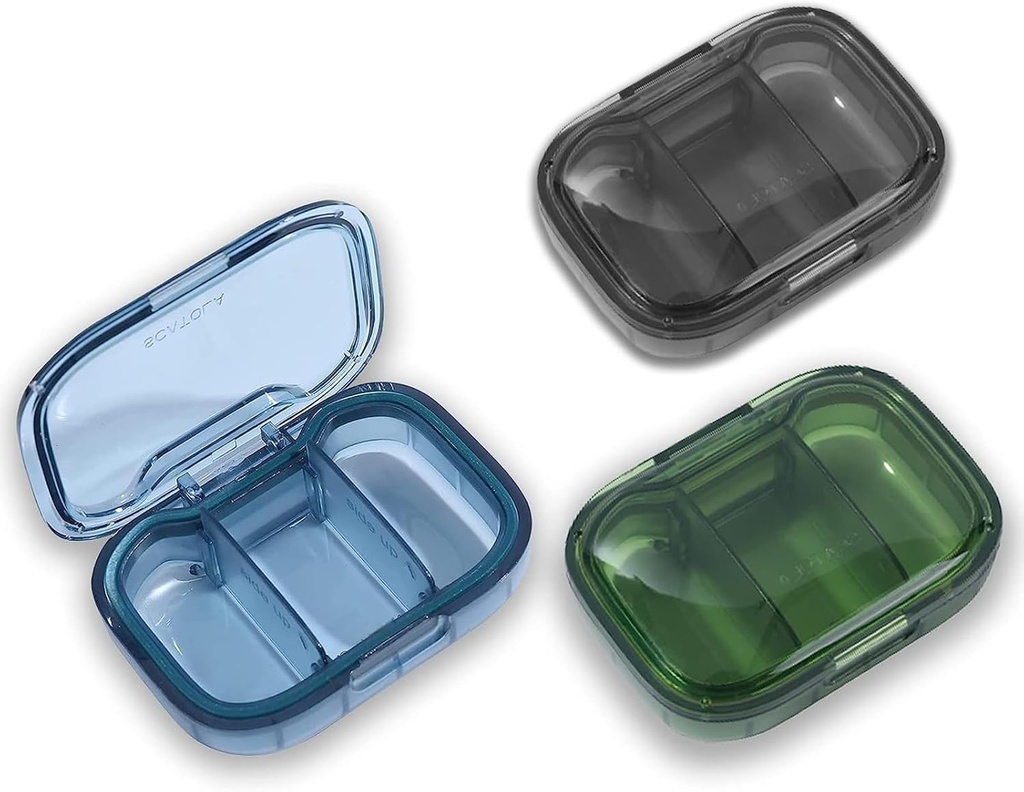 3 Pack 3 Compartment Pille Box, Moisture Proof Pille Case, Travel Pill Organizer für Pocket Purse, Täglich tragbare Medizin Vitamin Box, Fish Oil Box, Supplement Box