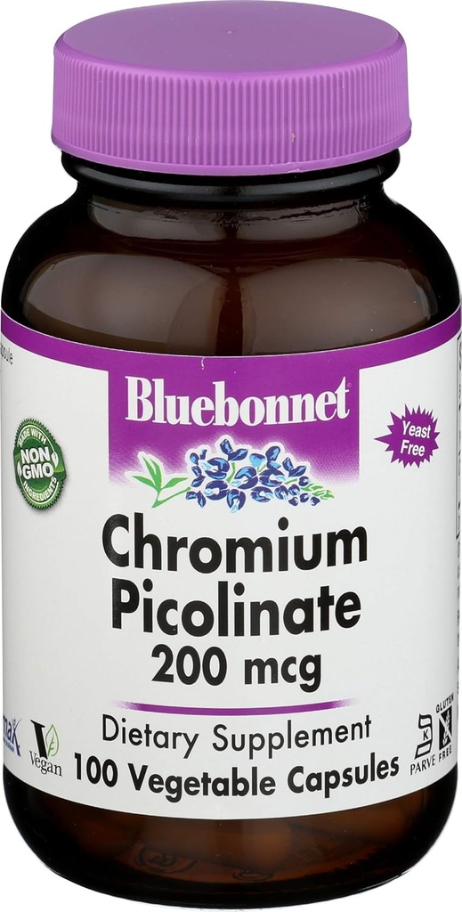 Bluebonnet Nutrition, Chrom Picolinat 200mcg, 100 Veggie Kapseln