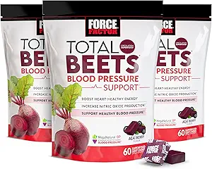 Kraftfaktor Gesamte Beets Blutdruckunterstützungsergänzung mit Rübenpulver, Great-Tasting Chewables für Herz-Gesundheit Energie, und Erhöhte Stickstoffoxid, 180 Chews, 3-Pack