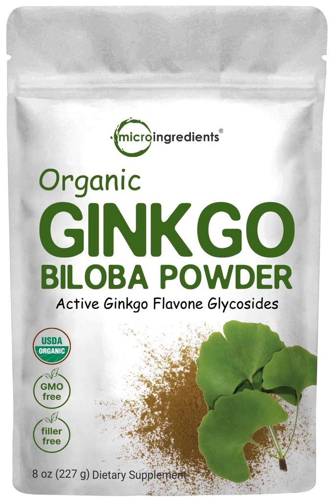 Micro Ingredients Raw Organic Ginkgo Biloba Powder, 8 Unze (18 Monate Versorgung), Filler Free, unterstützt Gehirnfunktion und Psychische Alertness, Keine GVO und Vegan freundlich