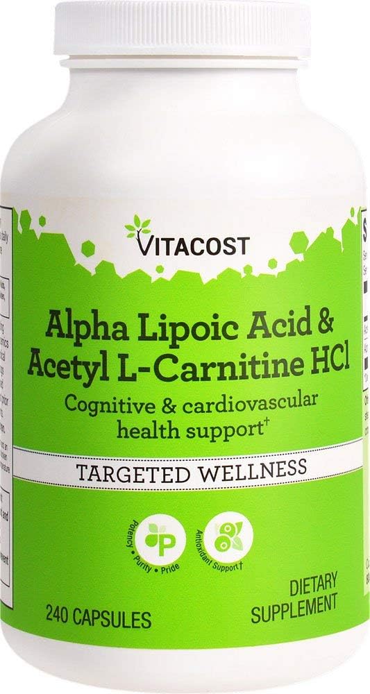 Vitacost Alpha Lipoic Acid & Acetyl L-Carnitin HCl -- 1.600 mg pro Portion - 240 Kapseln von Vitacost Marke