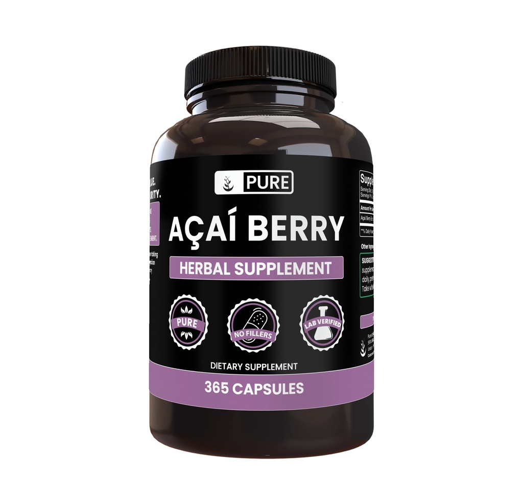 PURE ORIGINAL INGREDIENTS Acai Berry (365 Kapseln) Kein Magnesium oder Reisfüller, Immer rein, Lab Verifiziert
