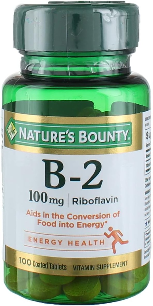 Bouteilles naturelles, vitamine B-2, 100 mg, 100 comprimés