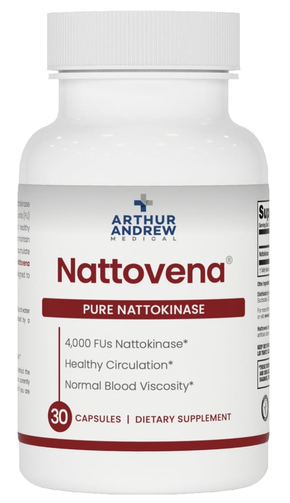 Arthur Andrew Medical - Nattovena, Pure Nattokinase, Circulatory and Heart Health, Vegan, Non-GMO, 30 Kapseln