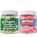 Oméga végétalien 3 Gommies + Gommies Butyrate Sans sucre