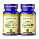 Puritan's Pride Premium SunviteTM Mega-Potency Vitamin D3 10.000 IU, Nahrungsergänzungsmittel für gesunde Knochen, Zähne und Immunsystem Unterstützung, 100 Rapid Release Softgels