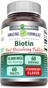 Amazing Formulas Biotin 10,000 mcg | Fast Dissolve Tablets | Non-GMO | Gluten Free Supplement | Made in USA (Strawberry | 60 Count)