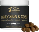 K9-Innovationen - Daily Skin & Coat Dog Chews Salmon Flavor - Reduce Itching & Paw Chewing, Omega 3 & VIT C für Hautgesundheit - 1-4 Monat Versorgung (120qty)