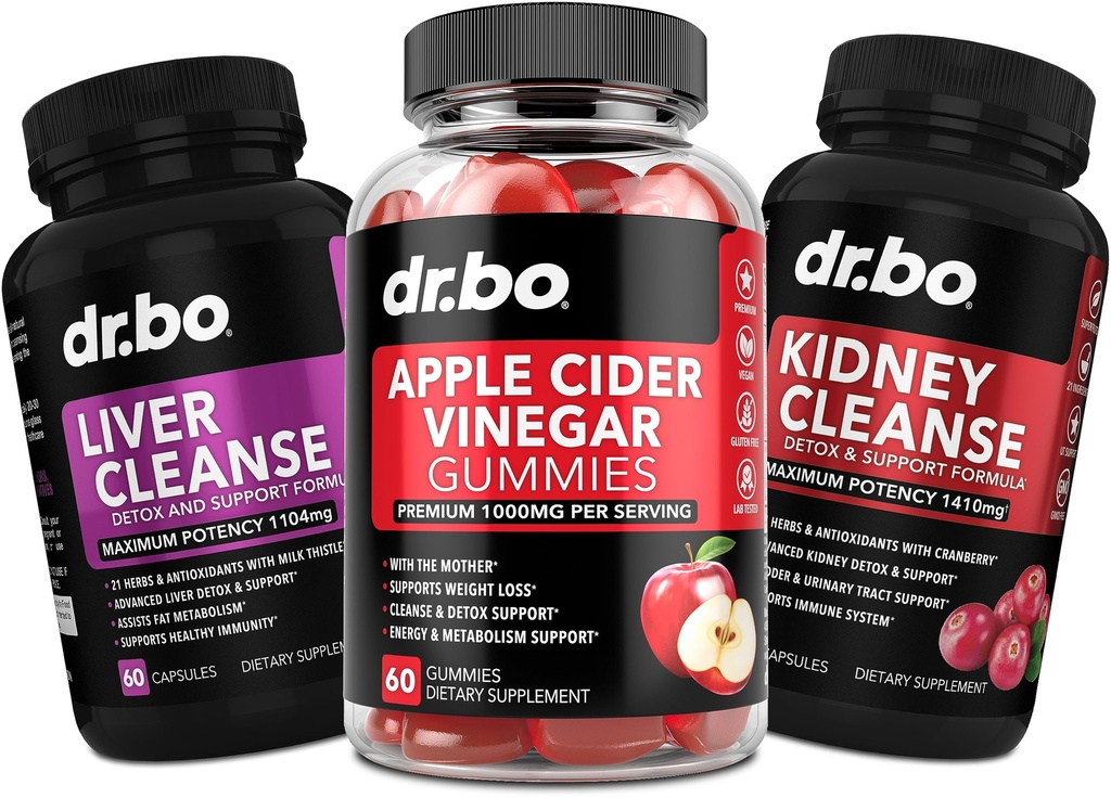 ACV Gummies & Foie Nettoyer le rein - 1000MG Apple Cider Vinegar Gummies & Foie Nettoyer le rein Capsules de détox pour la digestion, la santé des Guts, nettoyage, désintoxication, flushing et métabolisme
