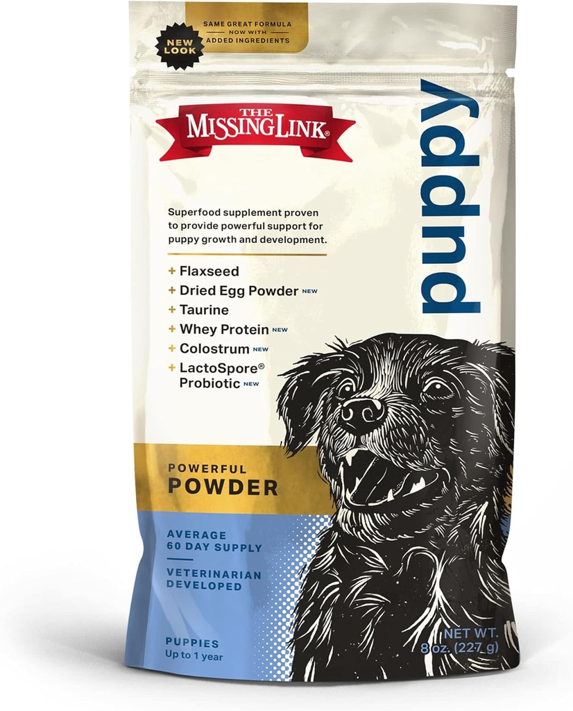 Die fehlende Link-Puppy 8oz-Ergänzung – Superfood-Pulver fördert Wachstum und Entwicklung, unterstützt Immunität, Verdauung, Knochen, Haut und Mantel des Hundes