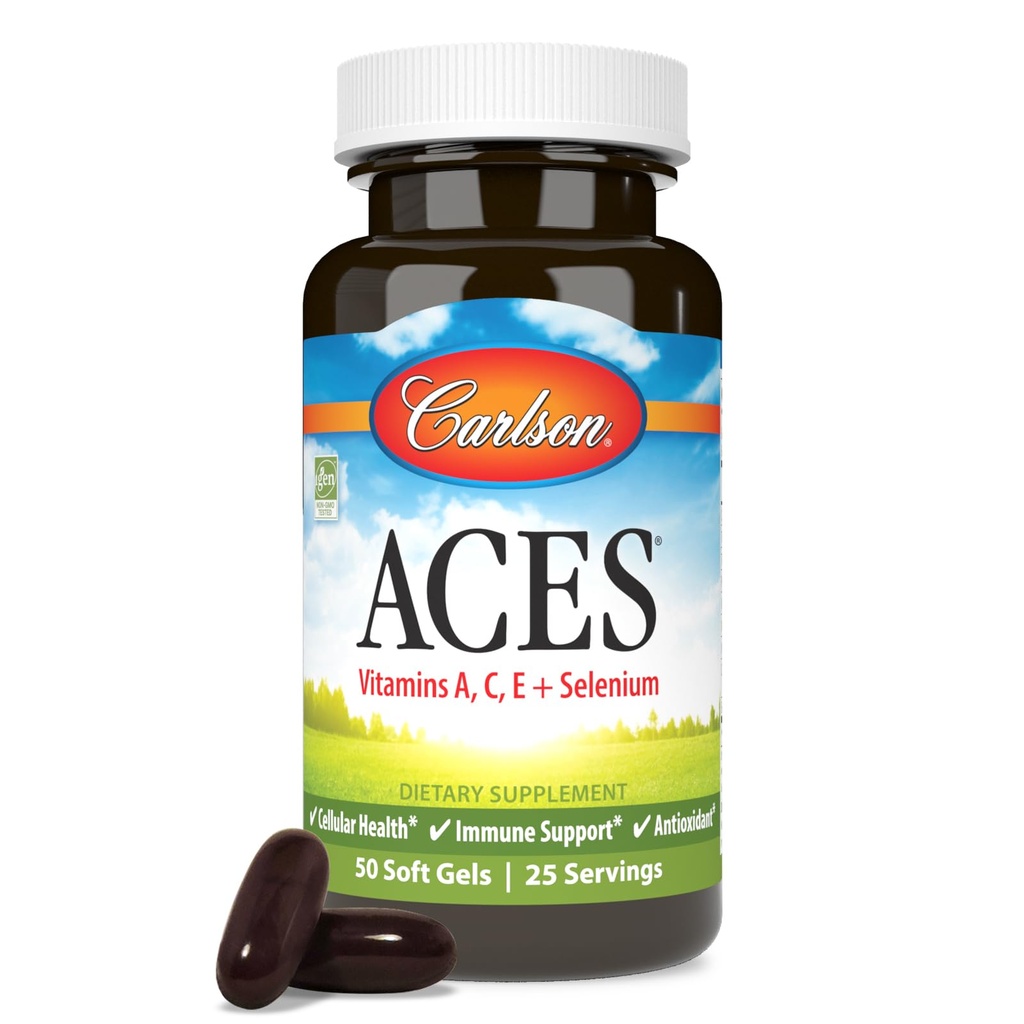 Carlson - ACES, Vitamine A, C, E + Selen, Cellular Health & Immune Support, Antioxidant, 50 Softgels