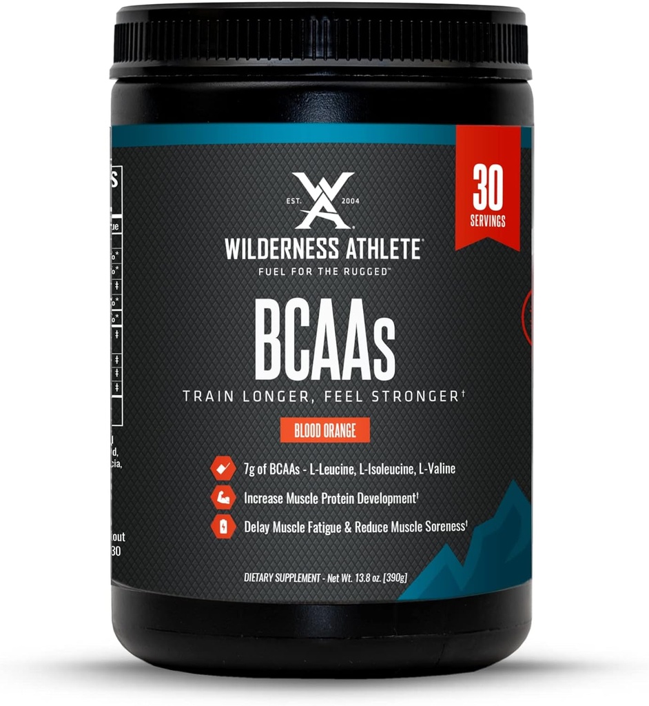 Wilderness Athlete - BCAAs - Verzweigte Kette Aminosäuren Pulver - Essential Amino Acids Supplement für Männer & Frauen - BCAA Supplement mit Optimalem Aminosäure-Komplex (Blood Orange)