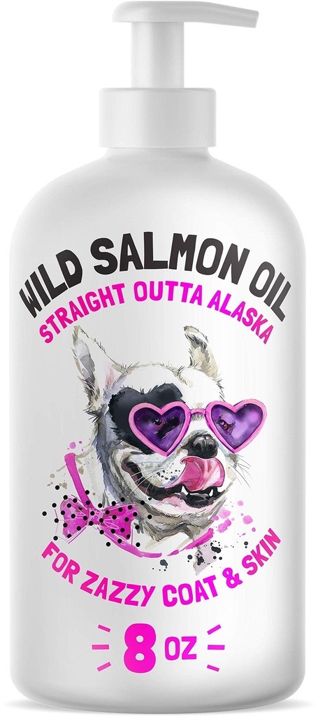Wildes Alaskan Lachsöl für Hunde & Katzen - Pure Fish Omega 3 6 9 flüssige EPA DHA Fettsäuren - Haut & Coat Supplement - Unterstützt Gelenkfunktion, Gehirn, Augen, Immun- & Herz-Gesundheit - Made in USA 8 oz