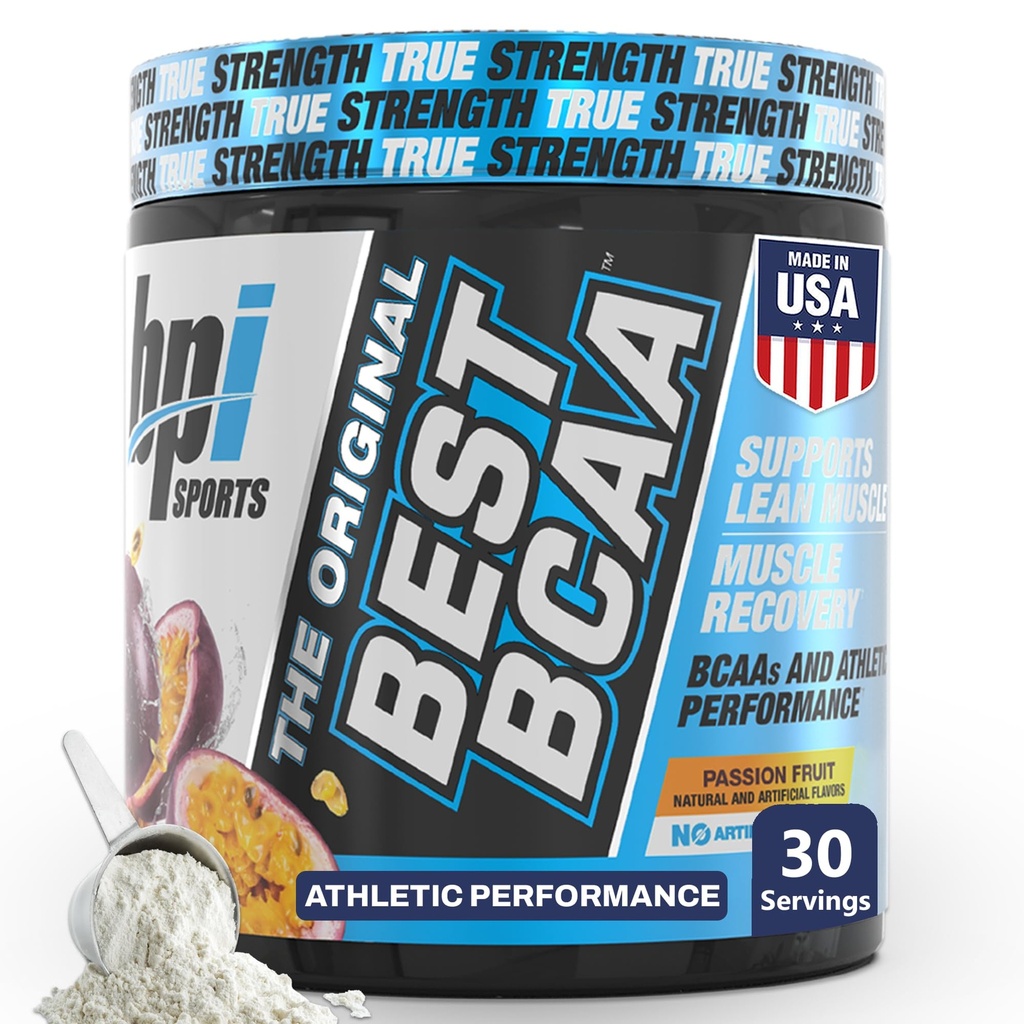 BPI Sports Best BCAA Powder - Muskel-Recovery-Unterstützung - Verzweigte Kette Aminosäuren | Bausteine von Protein und Muskel - Post Workout Erholung - Hydration - Passionsfrucht, 30 Servierungen