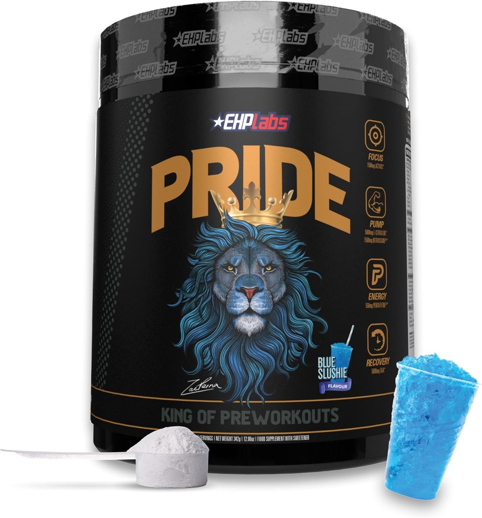 EHP Labs Pride Pre Workout Powder Energy Supplement - Sugar Free Preworkout für Männer und Frauen, Energy Powder Boost Drink mit BCAA - 280mg Koffein - Blaue Slushie (40 Servierungen)