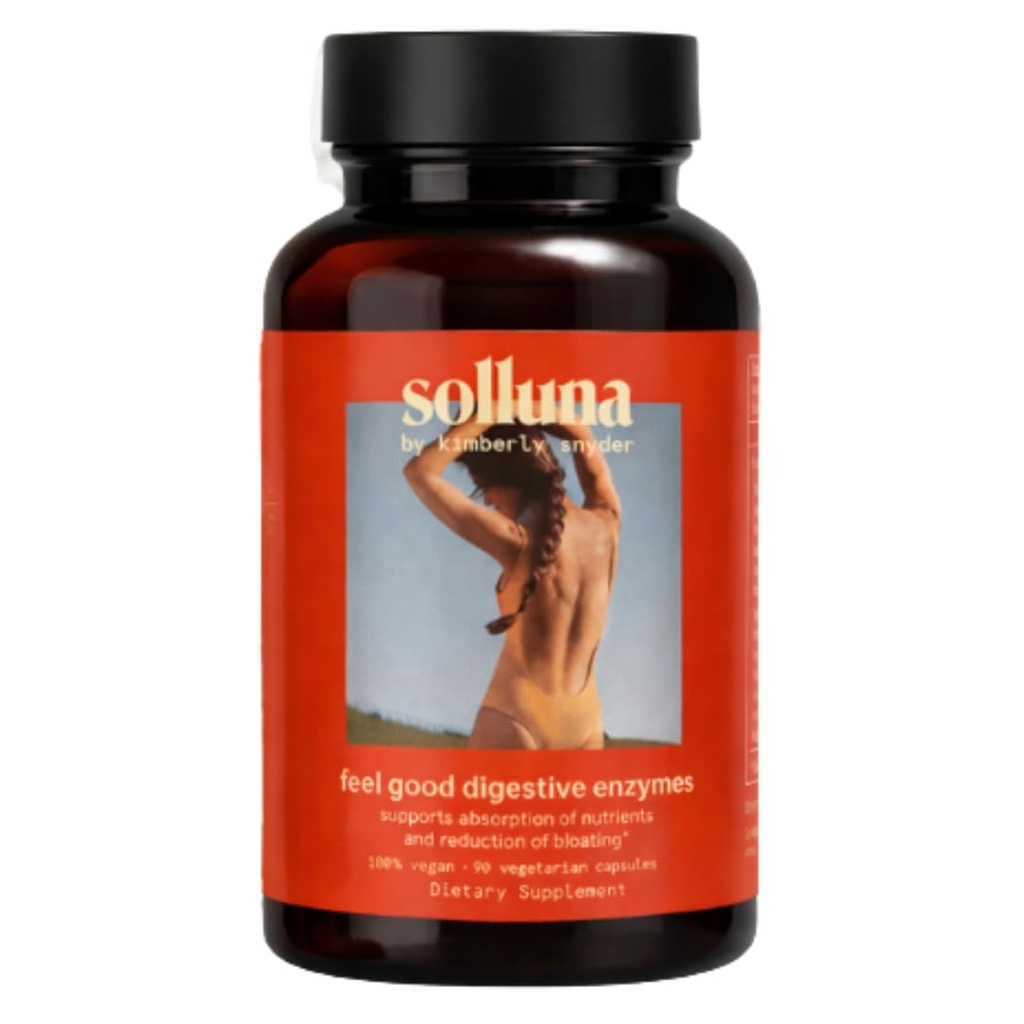 Solluna von Kimberly Snyder Verdauungsenzyme Lipase, Amylase, Protease, Alpha-Galactosidase, Cellulase für Verdauungsgesundheit, Nährstoffabsorption, Stomach Pain, Gas & Bloating (90CT) Vegan & Non-GMO