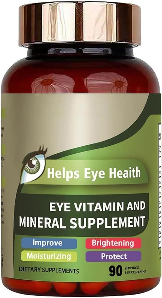 Eye Vitamin & Mineral Supplement mit Lutein, Zeaxanthin, unterstützt Augenfarbe, Vision Gesundheit für Erwachsene mit Vitaminen C & E, Vegan Augen Vitamin