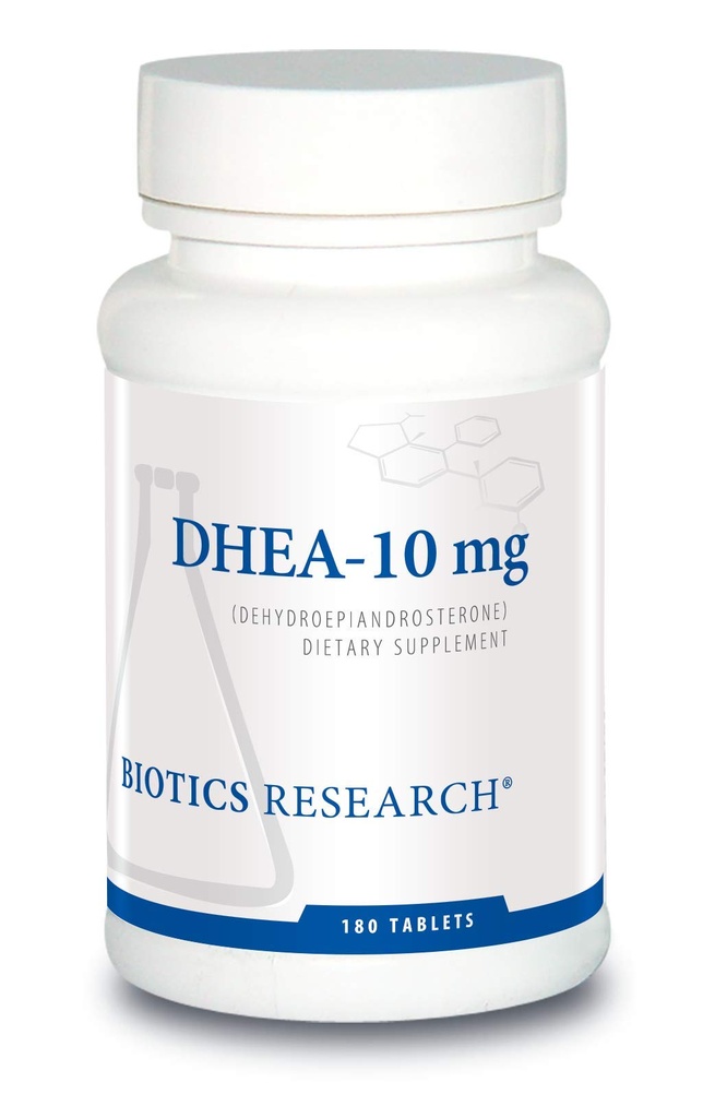 Recherche en biotique DHEA 10 Milligramme équilibre hormonal, métabolisme, amélioration de l'humeur et des perspectives, âge gracieusement, réponse au stress en santé, 180 comprimés