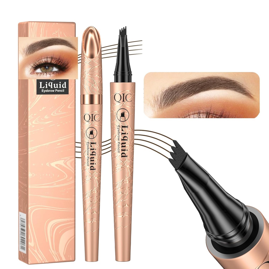 Q706 Stylo sourcil, 4 embouti, précis, durable, imperméable maquillage des sourcils (2# Brun foncé)