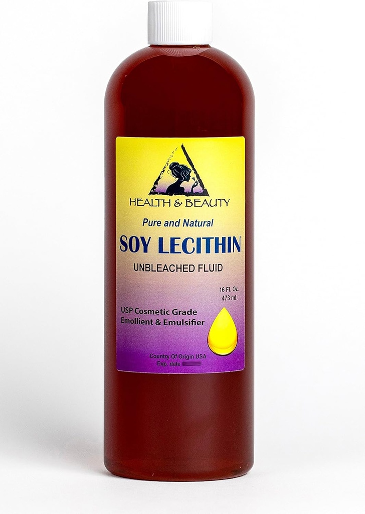 Lecithin Soy Unbleached Fluid Liquid Emulgator Emollient Stabilizer Pure 16 oz