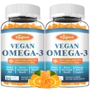 2 Pack Omega-3 Gummies Potent Algae Omega Source, Boost Cerveau, Oeil et fonction immunitaire, avec DHA et EPA Vegan & Sugar Free, Orange Flavor, 120 Comte