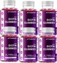 Vitamatic Biotin Gummies 10.000 mcg für härtere Haare, Haut und Nägel - 60 Vegan Gummies - auch Vitamin B7 (6 Flaschen)