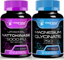 WELLNESS LABSRX Nattokinase Supplement Kapseln - 5000 FU - Magnesium Glycinate Kapseln 750 MG