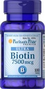 Puritan's Pride Biotin 7500 mcg, Gesunde Haarunterstützung, 100 Count, 100 Count (Pack von 1)