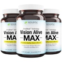 Holistic Health Labs Vision Alive Max with 8 Natural Ingredients Lutemax® 2020, Bilberry, Blueberries, c3g de Currant Noir, Maqui Berry, Safran et Astaxanthin (30 comtes (paquet de 3))