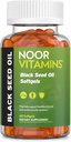 Noor Vitamine Halal Schwarz Samen Öl Kapseln, Halal Vitamine, 1000 mg Schwarz Samen Öl von Nigella Sativa, Thymochinon, Non-GMO, Glutenfrei, 60 Zähler