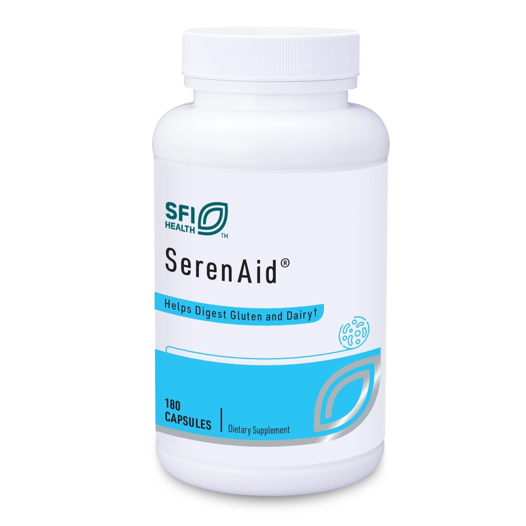 Klaire Labs SFI Health SerenAid - Vegetarian Multi Digestive Enzymes Supplement mit DPP-IV Activity & Lactase - Enzymmischung zur Unterstützung von Gluten & Dairy Breakdown - Fördert Verdauung (180 Kapseln)