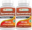 Best Naturals 2 Packs Resveratrol Complex 500 mg 60 Veg Capsules Made with Grape Skin, Red Wine, Quercetin - Gluten Free & Non GMO - (Gesamt 120 Kapseln)