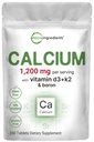 Micro Ingredients Calcium 1.200mg mit Vitamin D3 & K2, 300 Tabletten | Kalziumergänzungsmittel für Frauen & Männer | Mineral Complex Support Knochen, Zähne, Colon & Herz-Kreislauf Gesundheit | Non-GMO, Gluten-Free