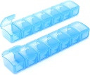 2 Packs kleine wöchentliche Pille Organizer,Pocket Daily Pill Case Pill Box für Pillen/Vitamin/Fish Oil/Supplements (Blau)