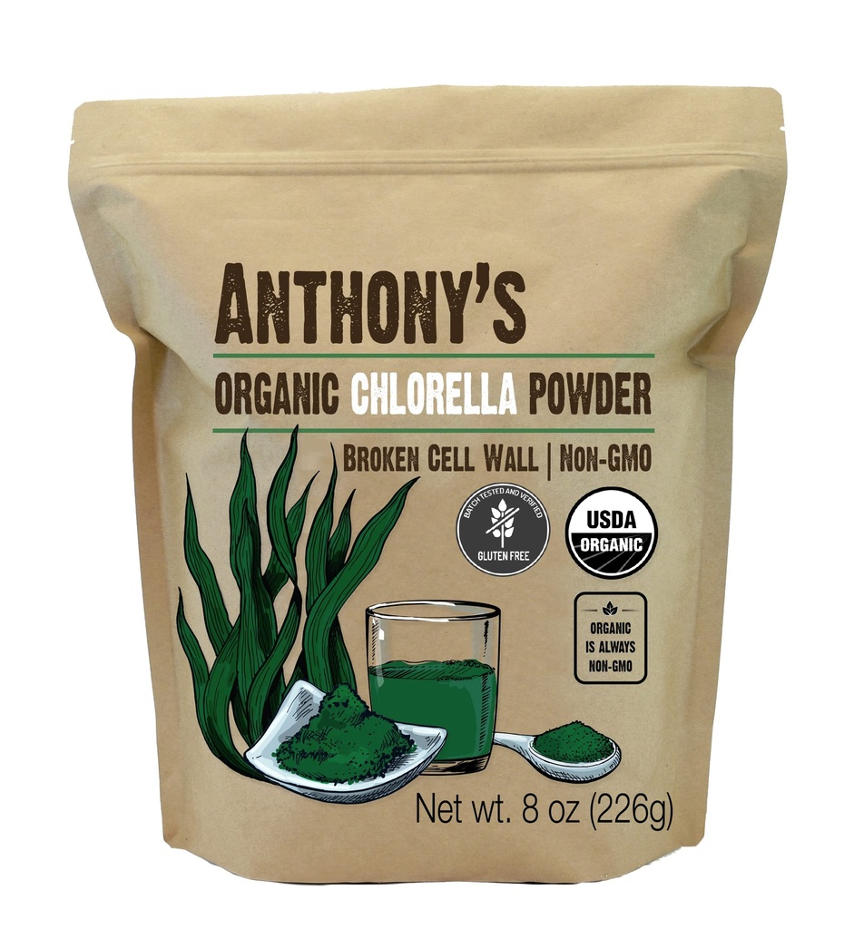 Anthony's Organic Chlorella Powder, 8 oz, Non GMO, Glutenfrei, Gebrochene Zellwand