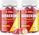 2000mg Berberine Supplement Gummis - Hohe Potenz Berberine mit Ceylon Cinnamon Candy, Turmeric, Magnesium, Chrom - Zuckerfrei, Vegan, Non-GMO, Glutenfrei - Peach Flavor 60 Gummis - 2 Pack