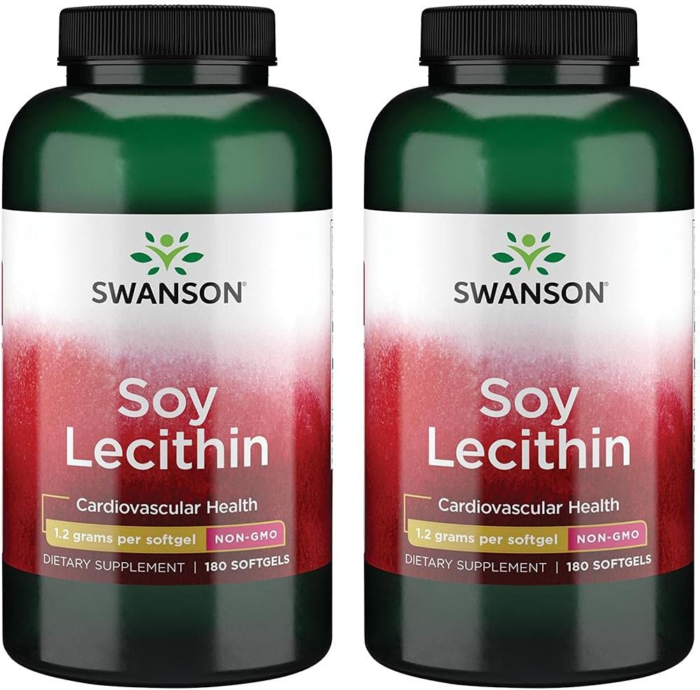 Swanson Premium Marque Soy Lécithine Non-OGM 1,2 g 180 gels 2 Pack