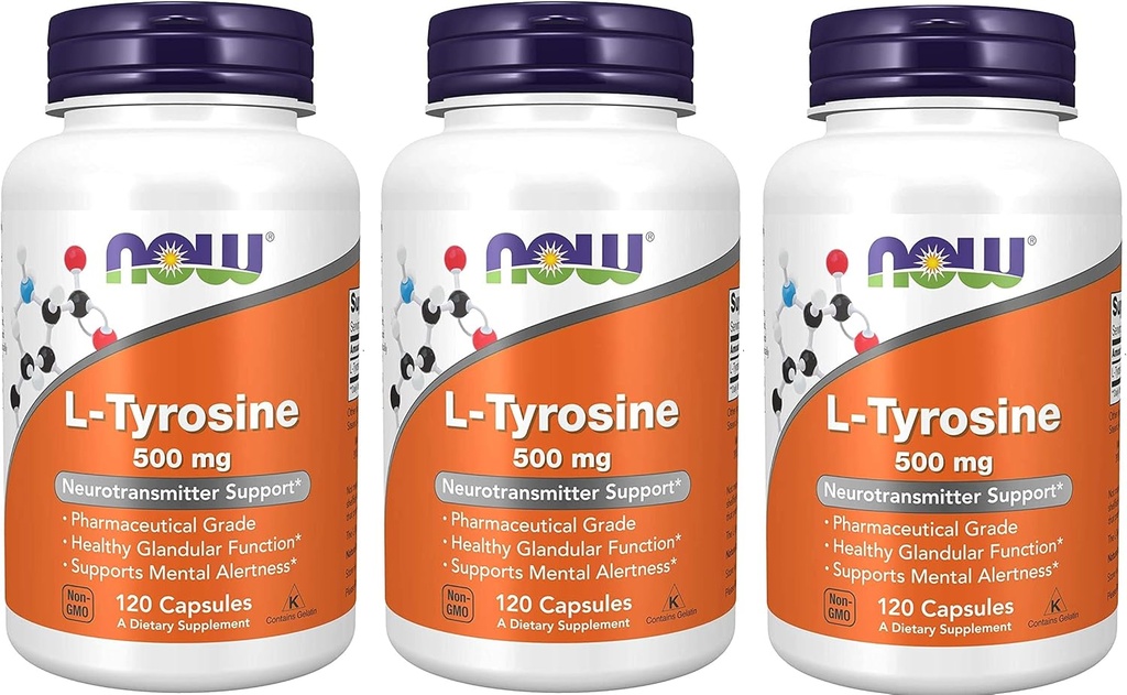 MAINTENANT Aliments - L-Tyrosine 500 mg 120 capsules (paquet de 3)