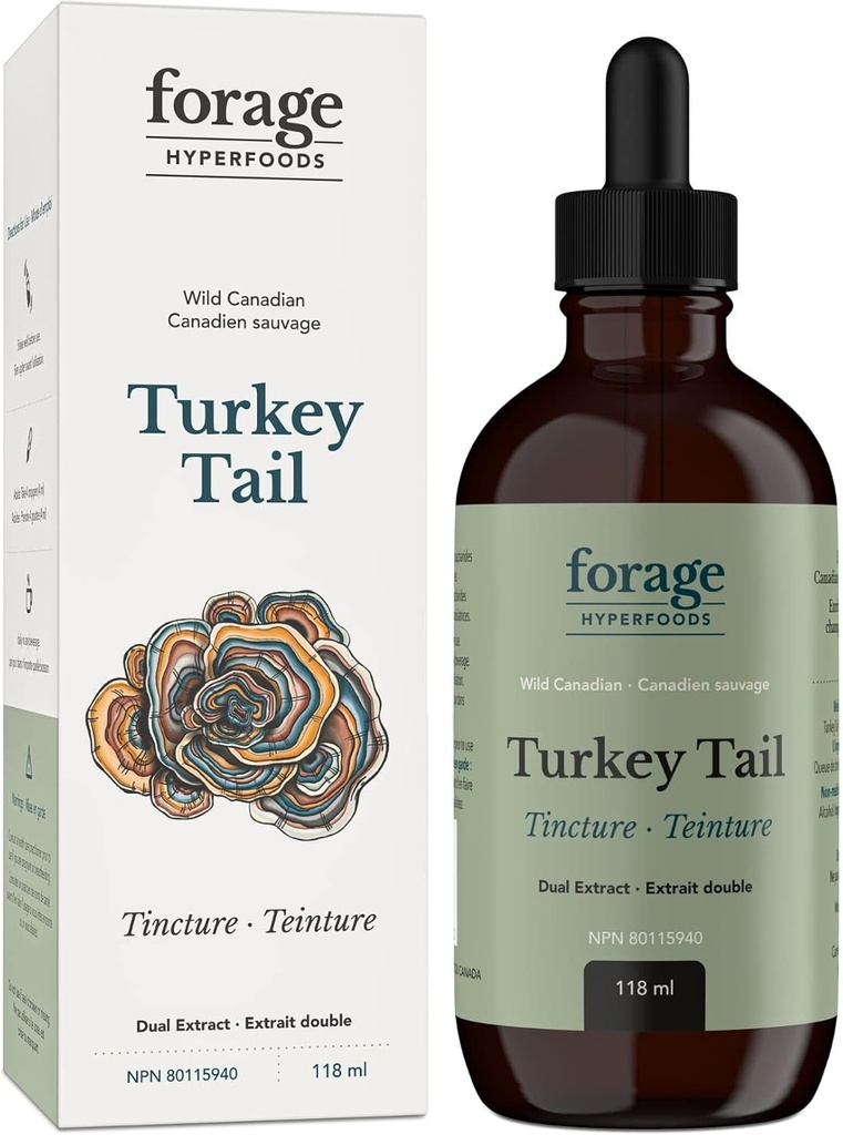 Futter Hyperfoods- Original Canadian Wild Turkey Tail Mushroom Superfood Liquid Supplement Extract Tincture, Vegan, Non-GMO, Immunsystem und Gut Health Support, 118ML