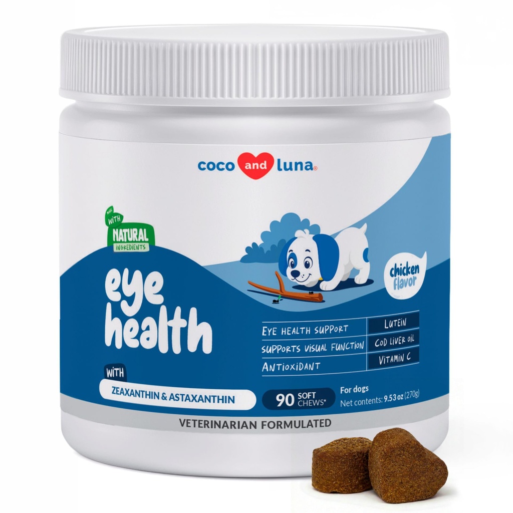 Augen-Unterstützung für Hunde - 90 Soft Chews - Hunde-Ergänzungen für Vision, Augen-Vitamine für Hunde, mit Cod Liver Öl Antioxidant, Dog Omega Supplement, Omega 3 EPA und DHA Fettsäuren.