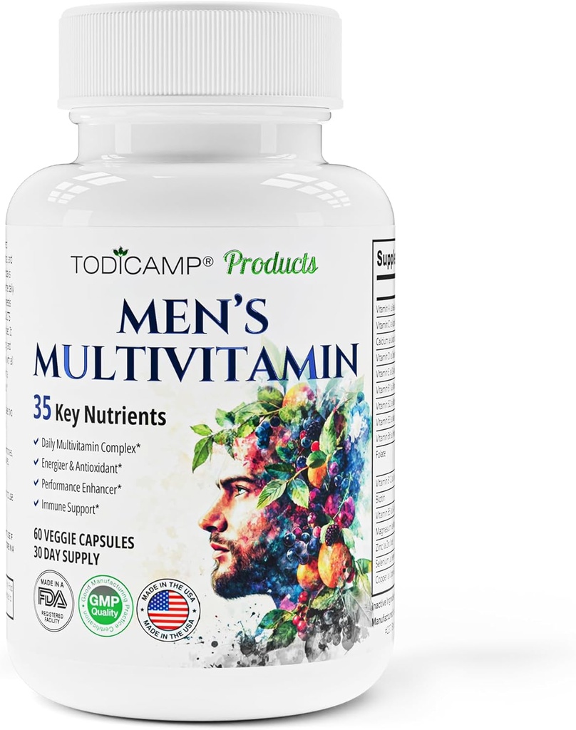 Multivitamin & Mineral Complex für Männer mit pflanzenbasierten Extrakten - Multivitamin für Männer verbessert die allgemeine Gesundheit, Antioxidans & natürliche Körperunterstützung - 60 Kapseln - 30 Tage Versorgung