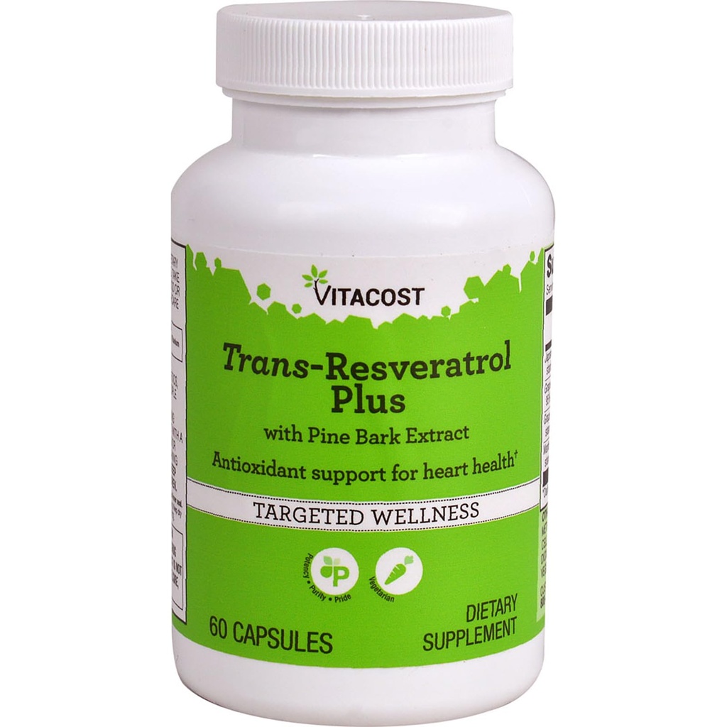 Vitacost Trans-Resveratrol Plus -- 60 Vegetarische Kapseln